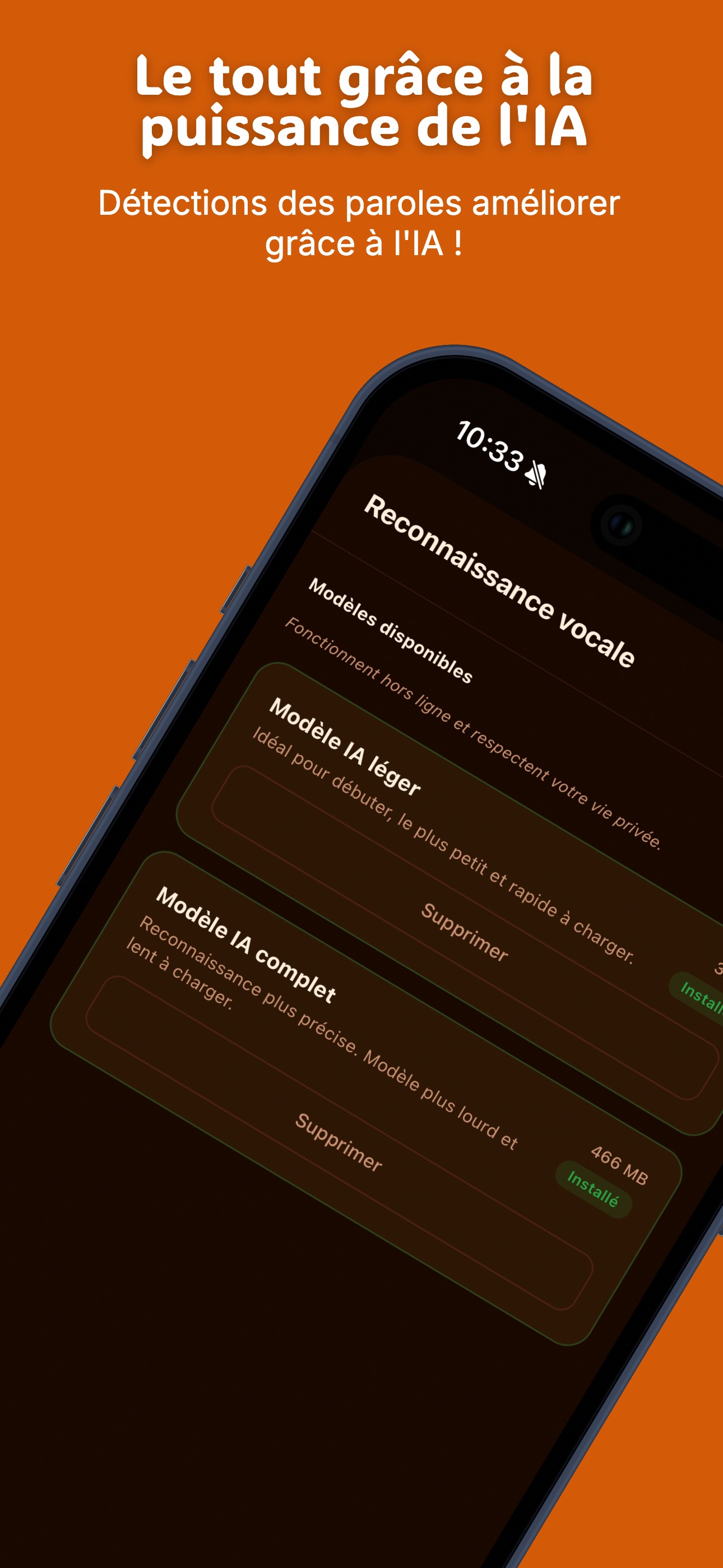 Modèles IA pour détection des paroles